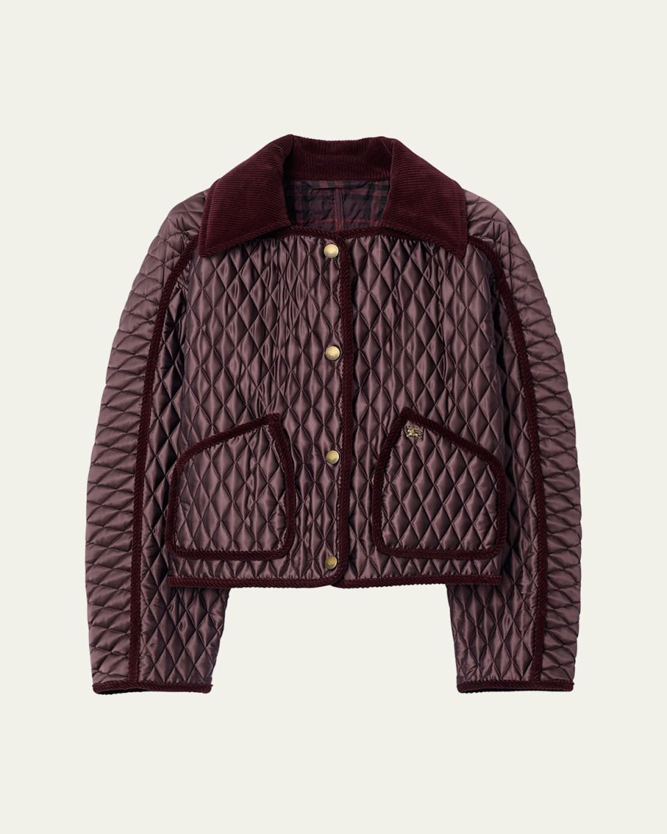 Floriston Corduroy-Trim Quilted Barn Jacket